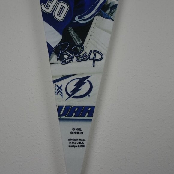 Tampa Bay Lightning Pennant NHL Ben Bishop #30 Felt Roll Up 12"x29" Wincraft - Picture 3 of 6